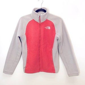 North Face Women's Grey Coral Pink - Size Medium - Fleece Soft Shell Zip Up